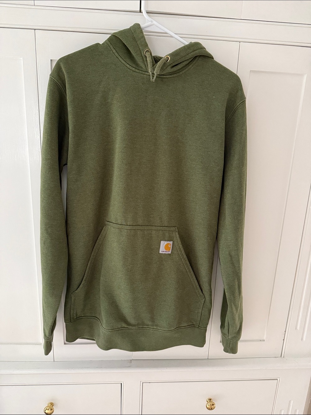 Carhartt Olive Pullover Hoodie with Front Pocket Mens SMALL loose fit